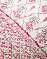 Block print hand made Quilted Bedspread -  Pink