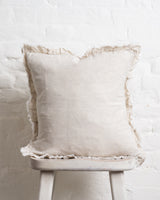Tilly - Stone Linen frilled edge cushion - 2 sizes