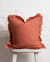 Tilly - Terracotta Linen frilled edge cushion - 2 sizes