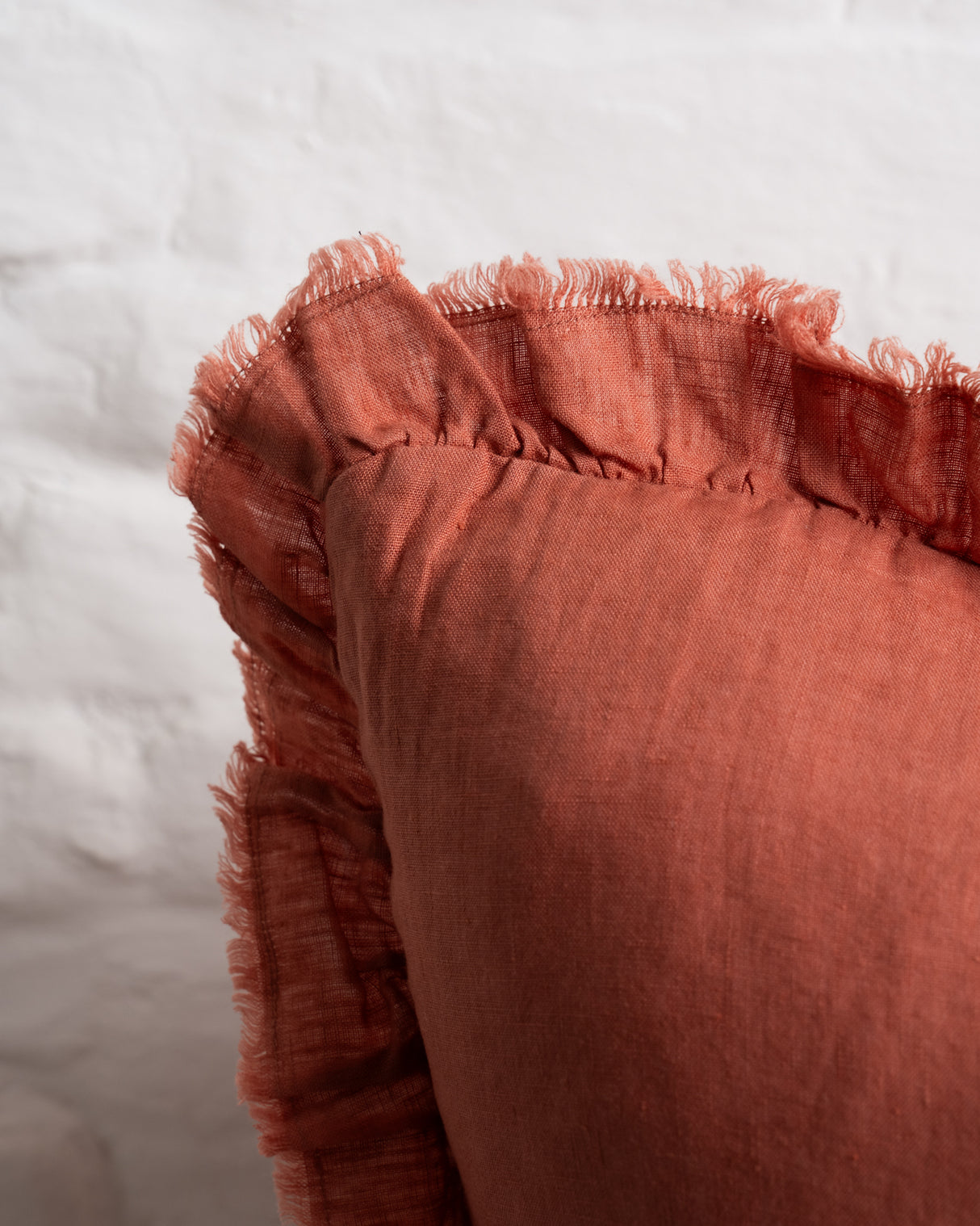 Tilly - Terracotta Linen frilled edge cushion - 2 sizes