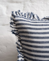 Tilly Ruffled Linen Cushion – Navy Blue stripe - 2 sizes