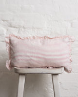 Tilly Ruffled Linen Cushion – Pink & Cream - 2 sizes