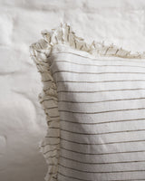 Tilly - Olive Pin stripe Linen frilled edge cushion - 2 sizes