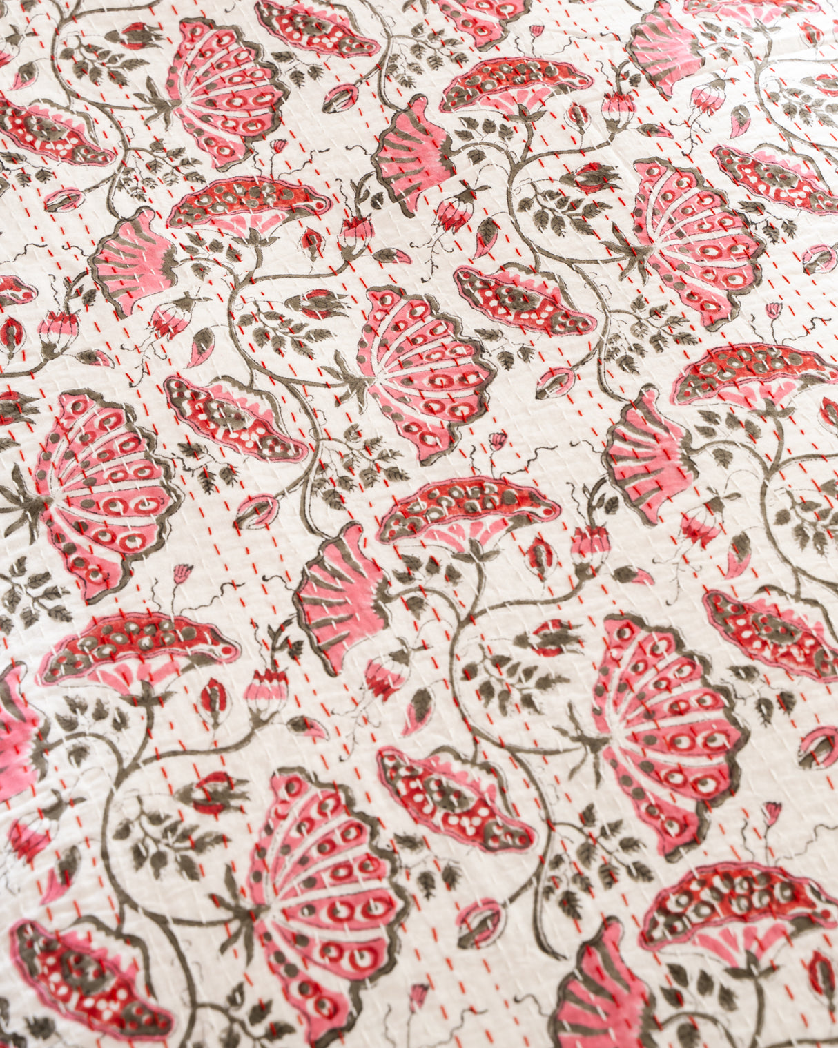 Kantha Throw - Pink/Grey