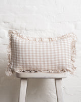 Tilly - Natural Gingham Linen frilled edge cushion - 2 sizes