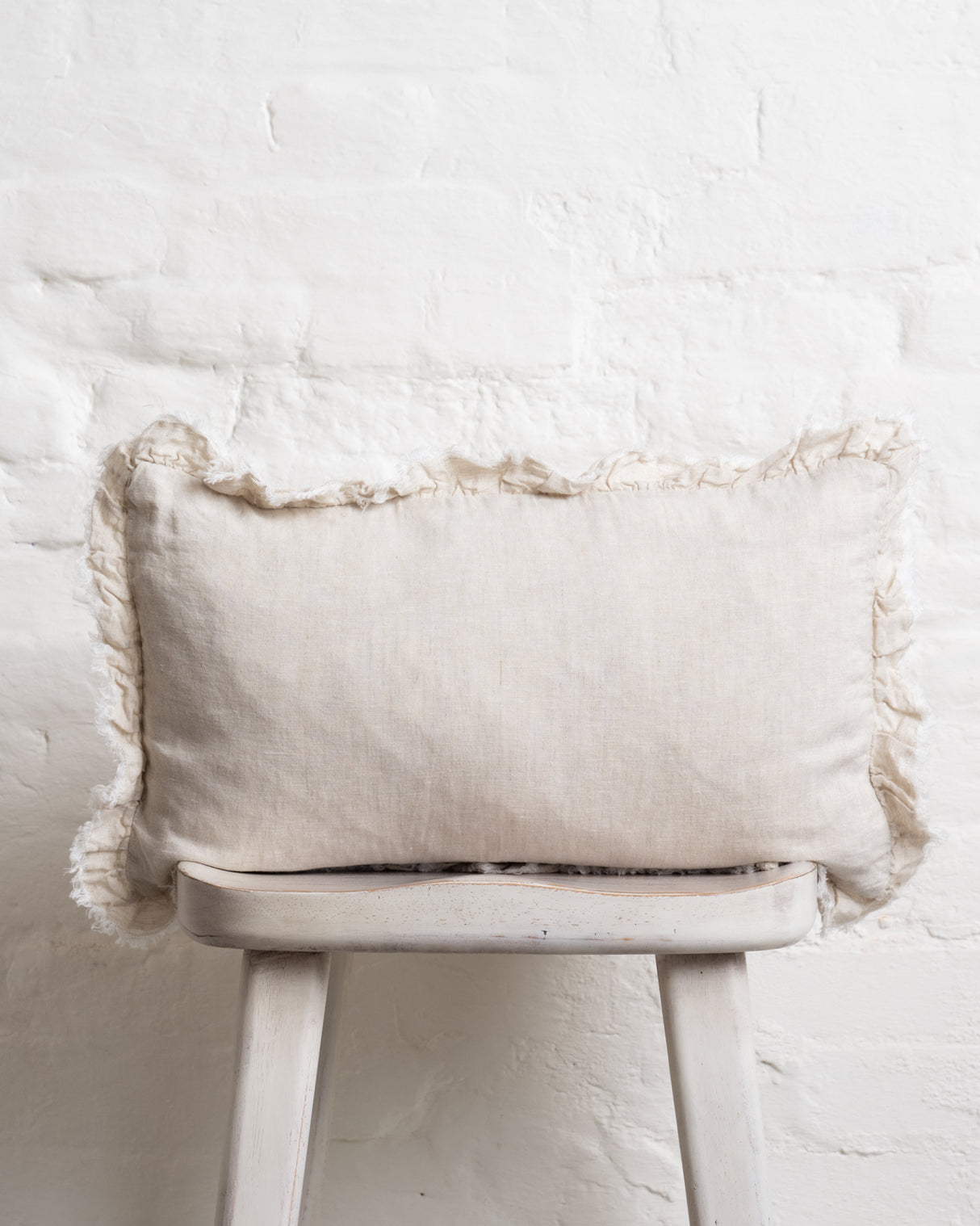 Tilly - Stone Linen frilled edge cushion - 2 sizes