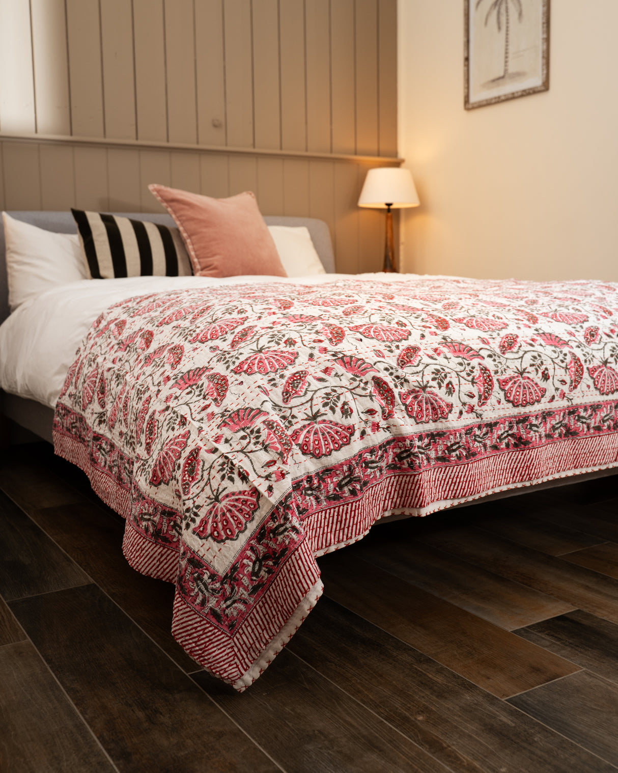 Kantha Throw - Pink/Grey
