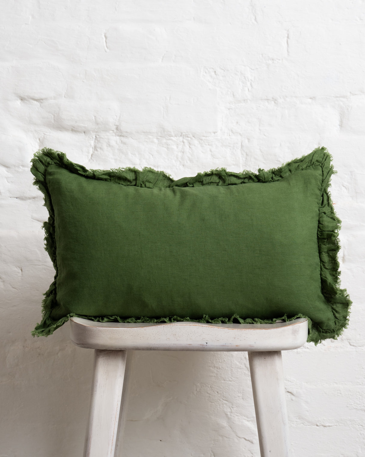 Tilly - Parrot Linen frilled edge cushion - 2 sizes