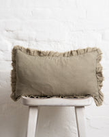 Tilly - Olive Linen frilled edge cushion - 2 sizes