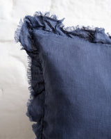 Tilly - Navy Linen frilled edge cushion - 2 sizes