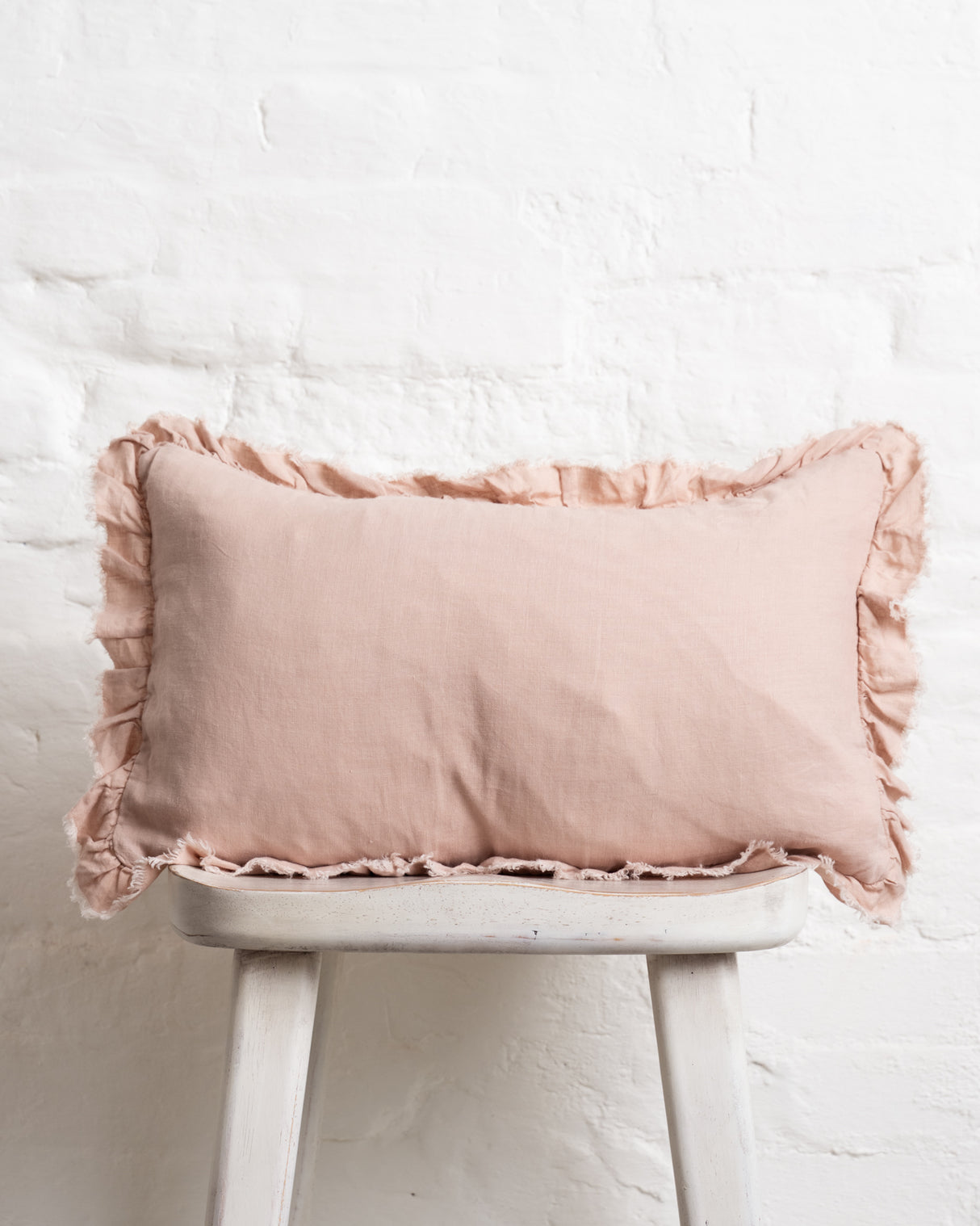 Tilly - Dusty Pink Linen frilled edge cushion - 2 sizes