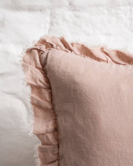 Tilly - Dusty Pink Linen frilled edge cushion - 2 sizes