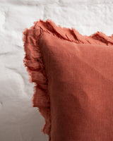 Tilly - Terracotta Linen frilled edge cushion - 2 sizes
