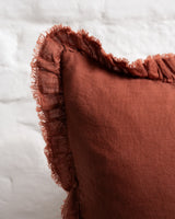 Tilly - Rust Linen frilled edge cushion - 2 sizes