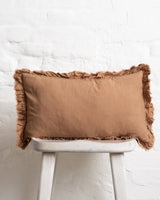 Tilly - Caramel Linen frilled edge cushion - 2 sizes