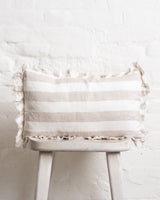 Tilly - Natural wide stripe Linen frilled edge cushion - 2 sizes