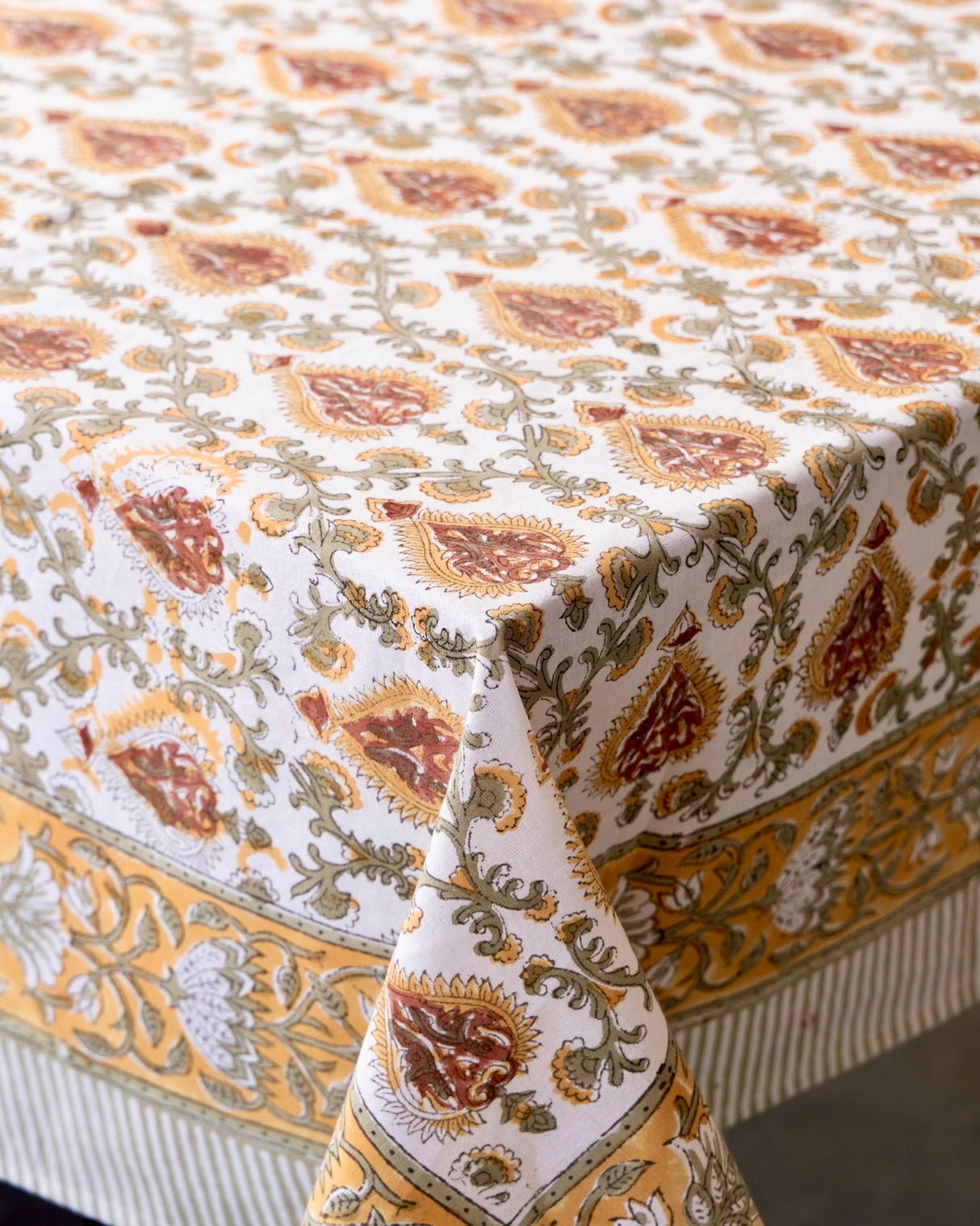 Madhari Cotton Hand Block Printed Tablecloth - 3 sizes