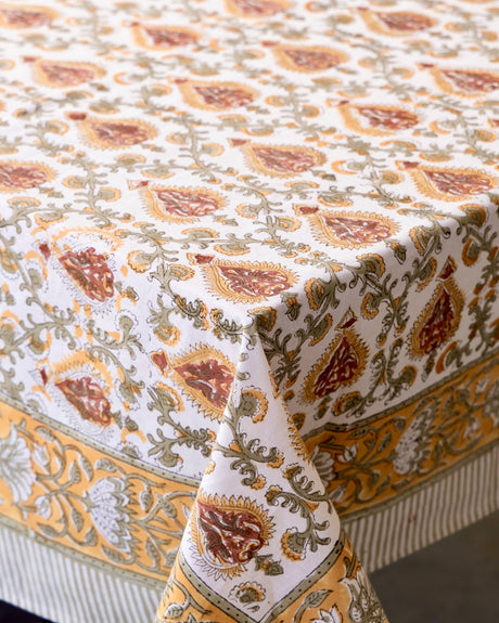 Madhari Cotton Hand Block Printed Tablecloth - 3 sizes