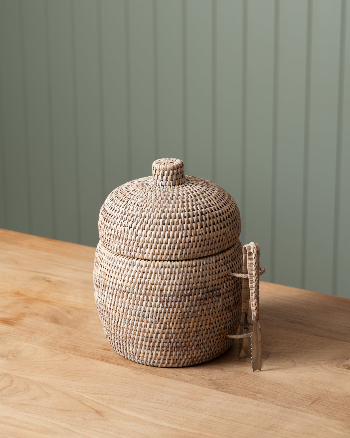 RATTAN BEEHIVE SHAPED ICE BOX