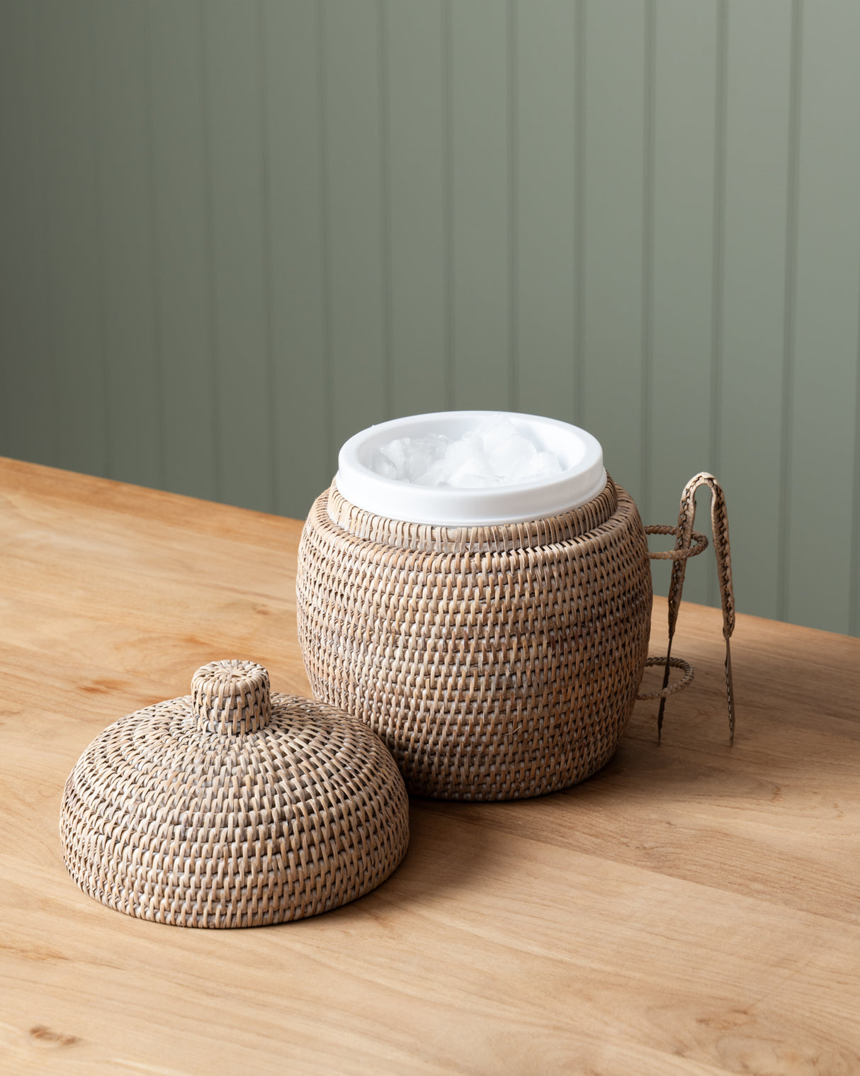 RATTAN BEEHIVE SHAPED ICE BOX