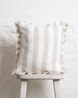 Tilly - Natural wide stripe Linen frilled edge cushion - 2 sizes