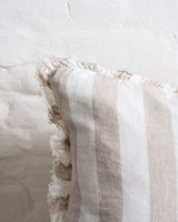 Tilly - Natural wide stripe Linen frilled edge cushion - 2 sizes