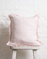 Tilly Ruffled Linen Cushion – Pink & Cream - 2 sizes