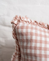Tilly - pink Gingham Linen frilled edge cushion - 2 sizes