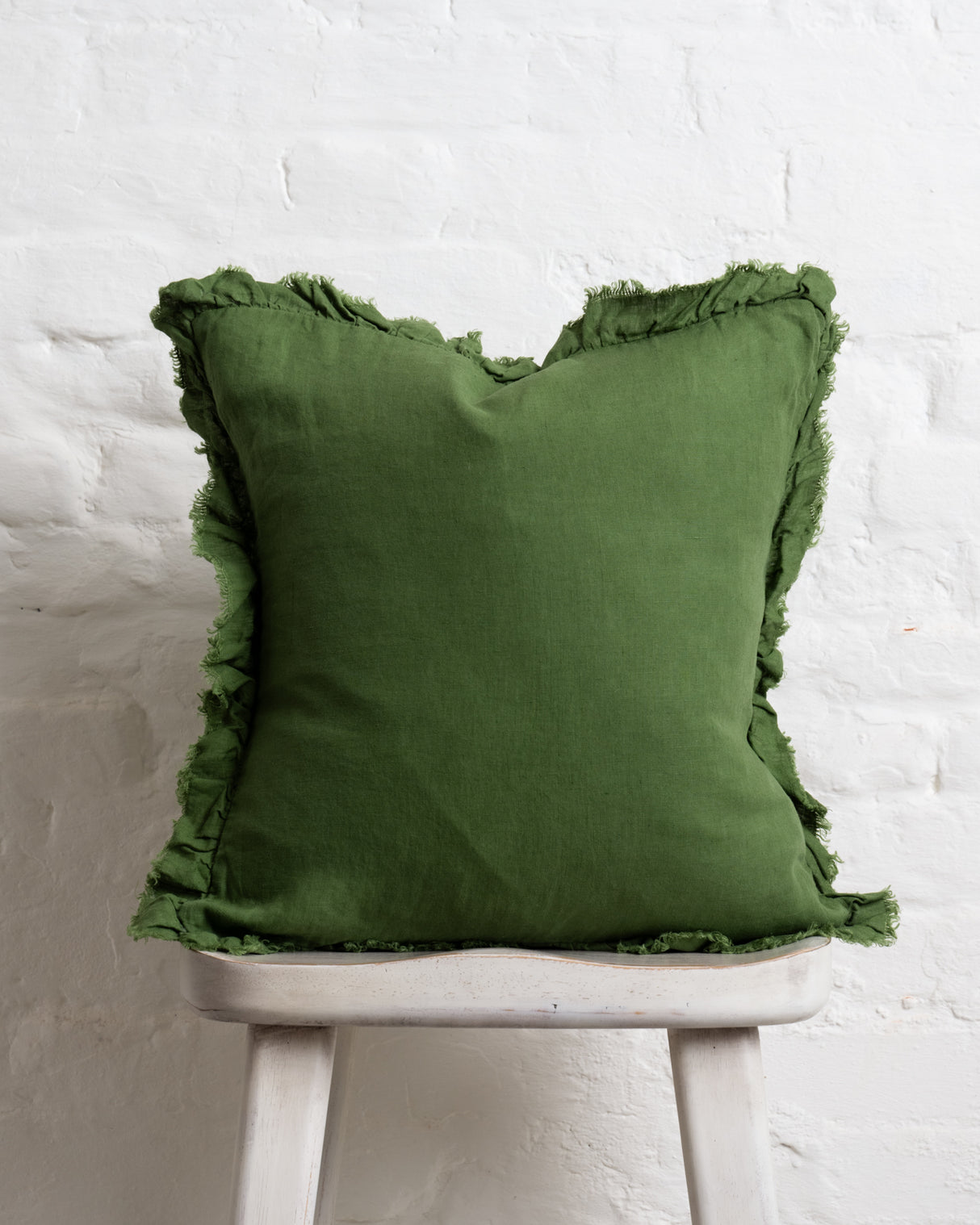 Tilly - Parrot Linen frilled edge cushion - 2 sizes