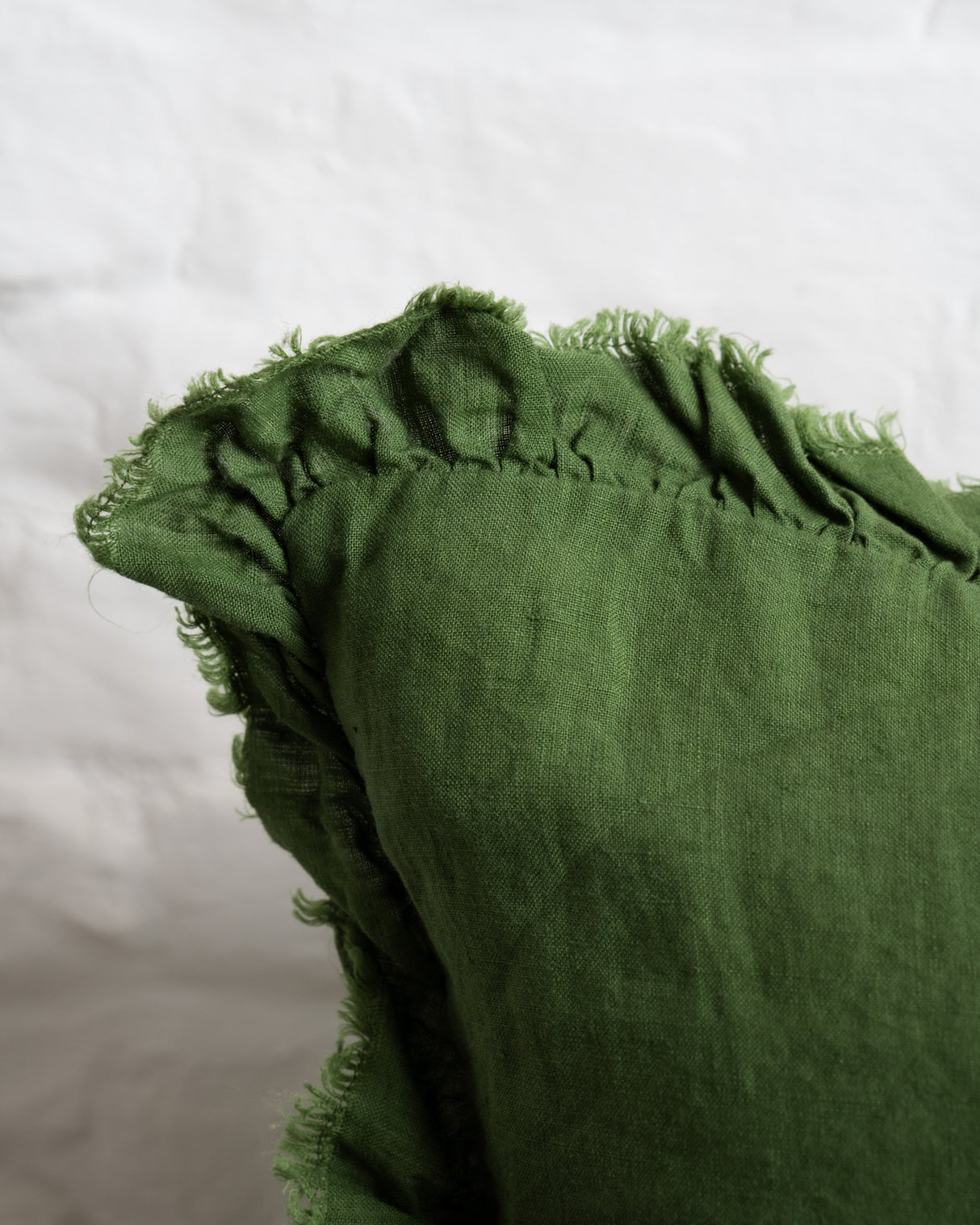 Tilly - Parrot Linen frilled edge cushion - 2 sizes