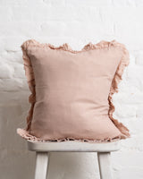 Tilly - Dusty Pink Linen frilled edge cushion - 2 sizes