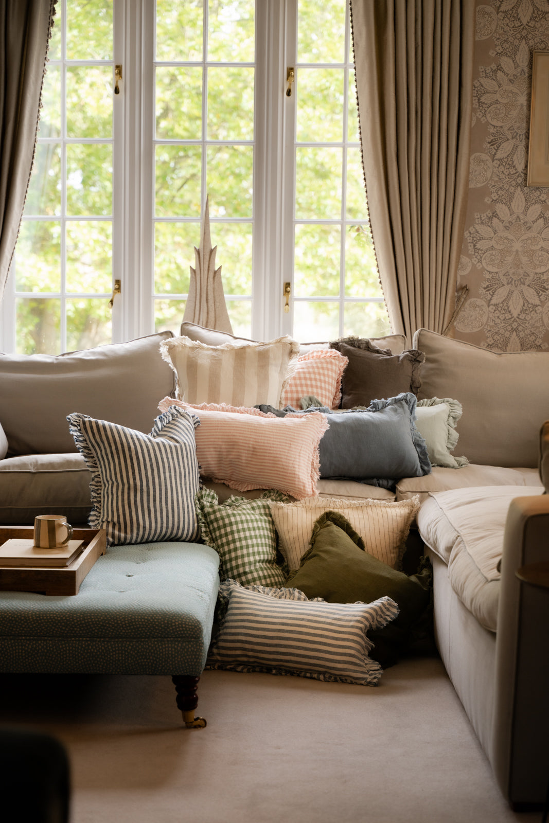 Tilly - Rust Linen frilled edge cushion - 2 sizes