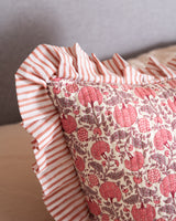 Block Print Pink Quilted Cushion 45cm