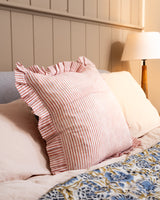 Block Print Pink Quilted Cushion 45cm