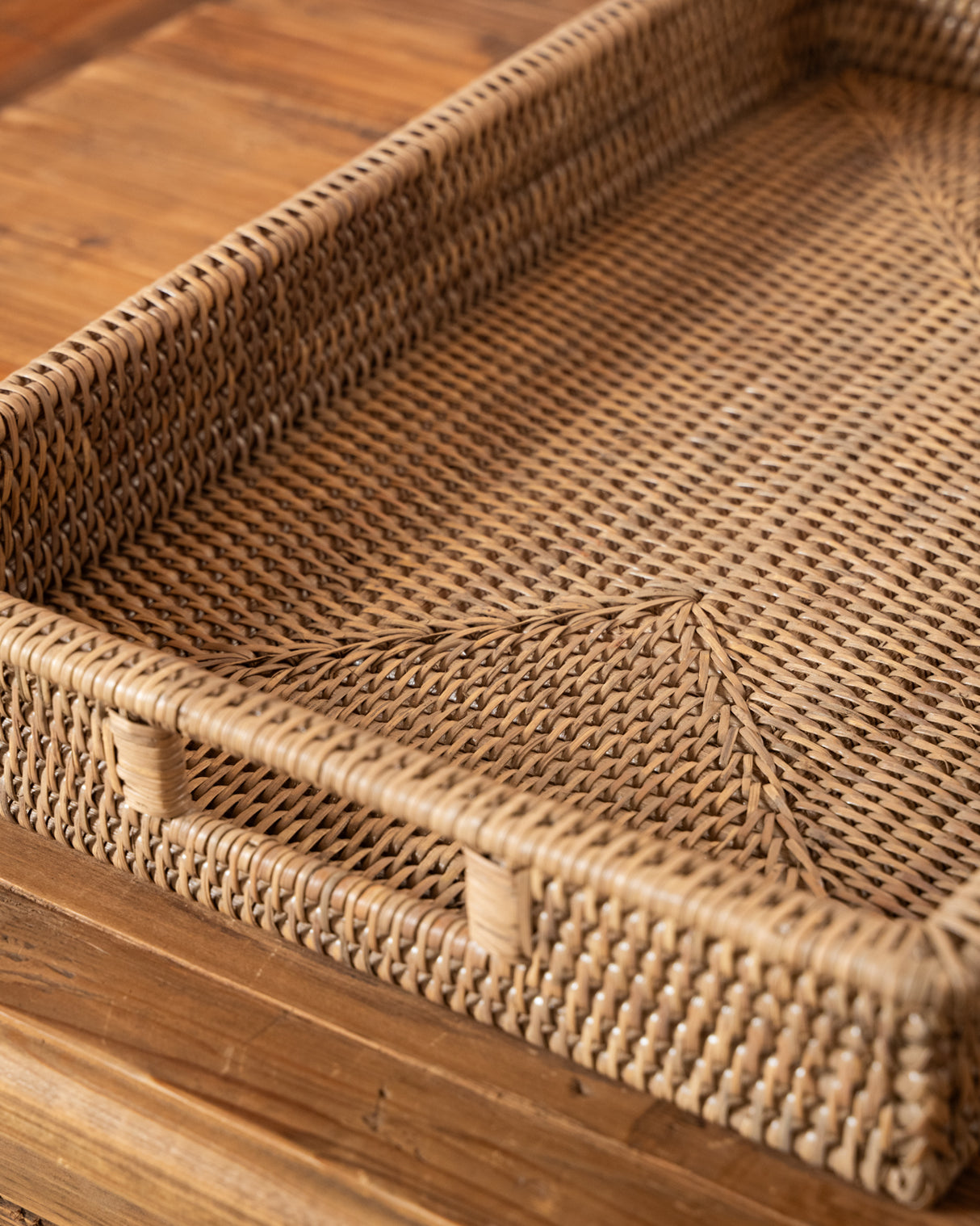 RATTAN RECTANGLE TRAYS - NUDE WASH- 2 SIZES