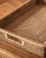 RATTAN RECTANGLE TRAYS - NUDE WASH- 2 SIZES