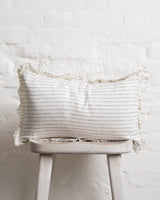 Tilly - Rust Pin stripe Linen frilled edge cushion - 2 sizes
