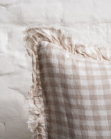 Tilly - Natural Gingham Linen frilled edge cushion - 2 sizes