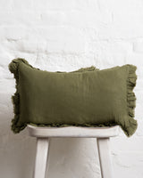 Tilly - Khaki Linen frilled edge cushion - 2 sizes