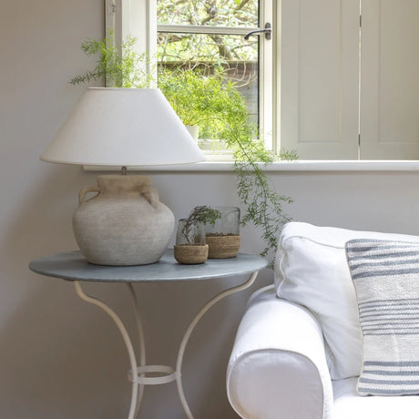 Stoneware Lamp Amphora with Cream Shade