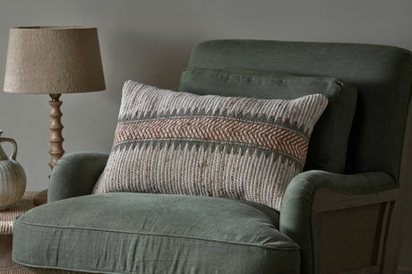 NKUKU Zairya Jute & Cotton Cushion Cover - Natural & Rust - 60 x 40cm