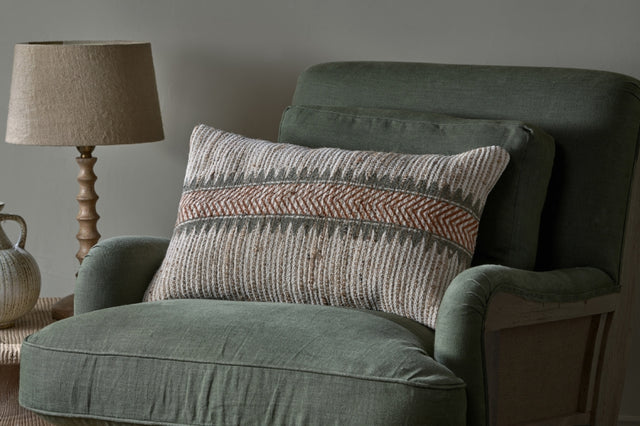 NKUKU Zairya Jute & Cotton Cushion Cover - Natural & Rust - 60 x 40cm