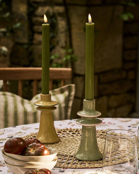 Stoneware Candlestick Holder - Green