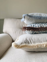 The Harriet Cream Neutral Herringbone Fringed Cushion