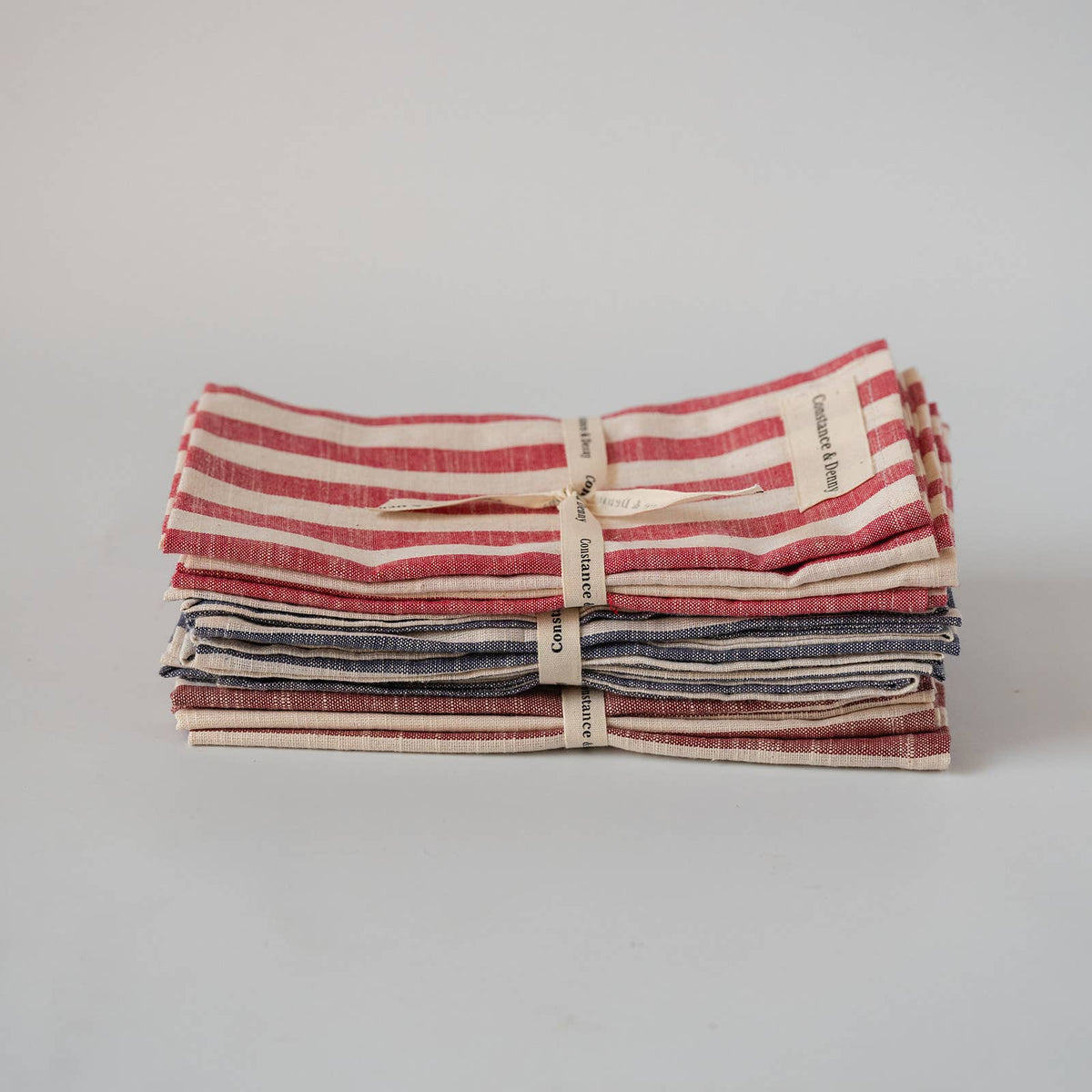 WOVEN POPPY STRIPE set of 4 cotton napkins
