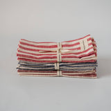 WOVEN POPPY STRIPE set of 4 cotton napkins