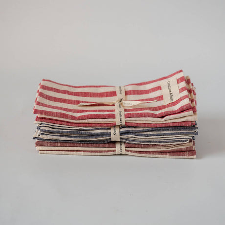 WOVEN POPPY STRIPE set of 4 cotton napkins