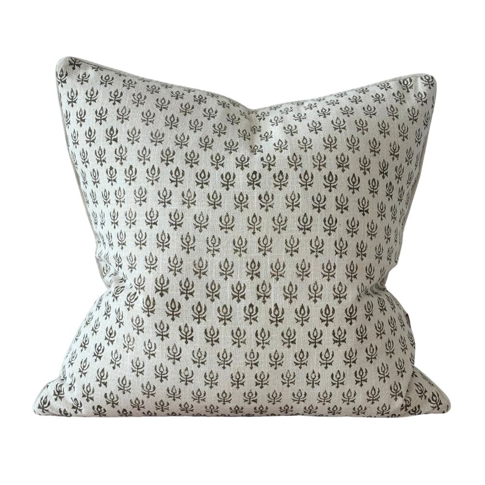 Aubrey Olive Motif Print Cushion 45cm