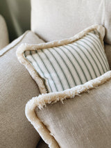 The Tilly Beige Linen Herringbone Fringed Cushion/2 Sizes
