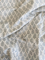The Florrie Blue Block Print Leaf Fringed Cushion